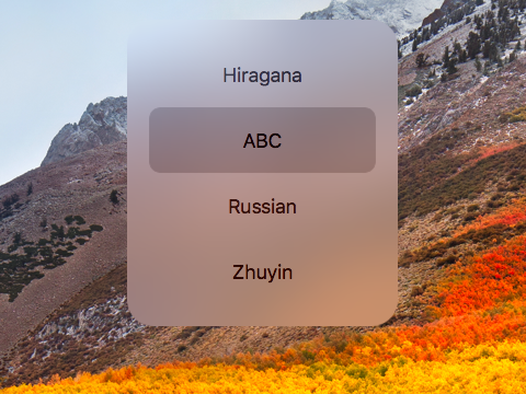 Macの言語選択リスト
